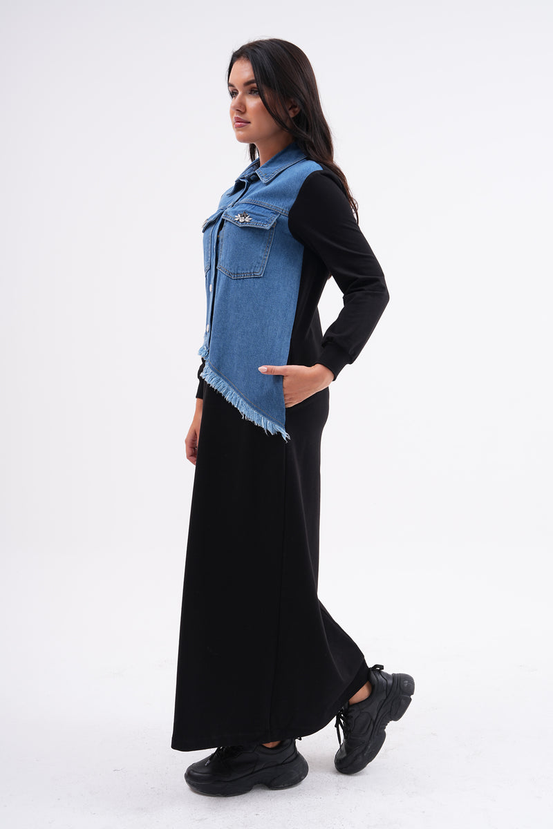 PN Denim Cotton Dress Black