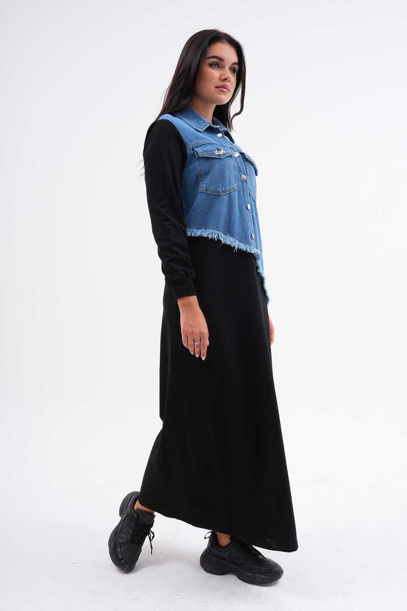 PN Denim Cotton Dress Black