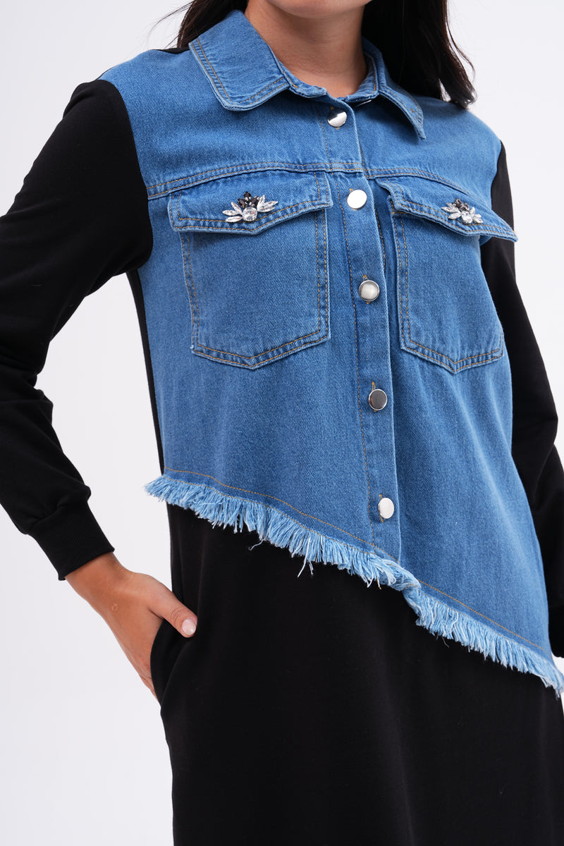 PN Denim Cotton Dress Black