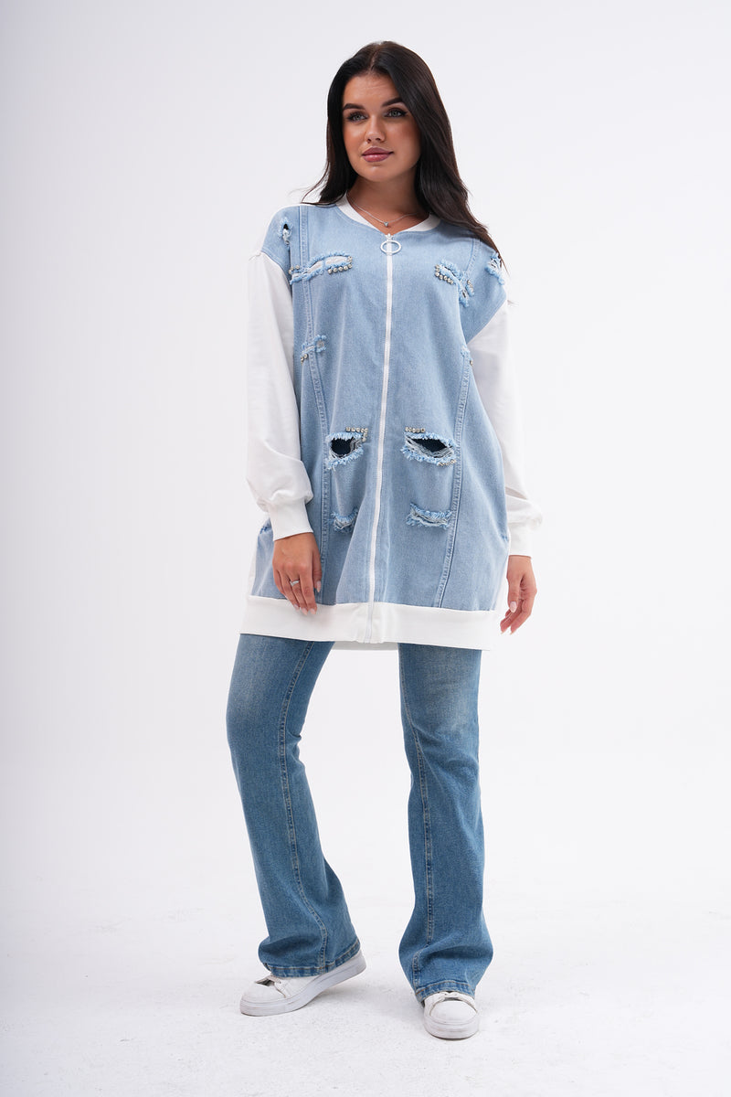 PN Denim and Stone Dtld Cape Ecru&Blue