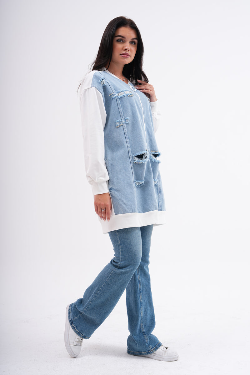 PN Denim and Stone Dtld Cape Ecru&Blue