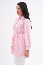 FX Rhinestone Button Shirt Pink