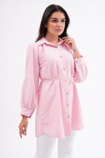 FX Rhinestone Button Shirt Pink