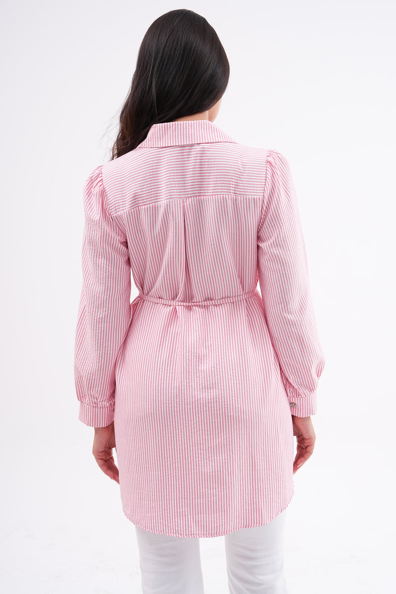 FX Rhinestone Button Shirt Pink