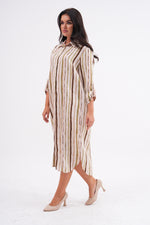 PN Striped Tunic Dress Khaki&Beige