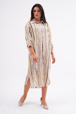 PN Striped Tunic Dress Khaki&Beige