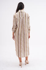 PN Striped Tunic Dress Khaki&Beige