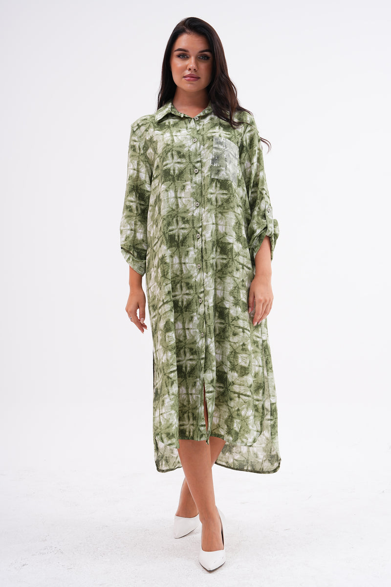 PN Batik Printed Long Tunic Khaki
