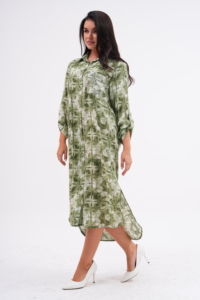PN Batik Printed Long Tunic Khaki