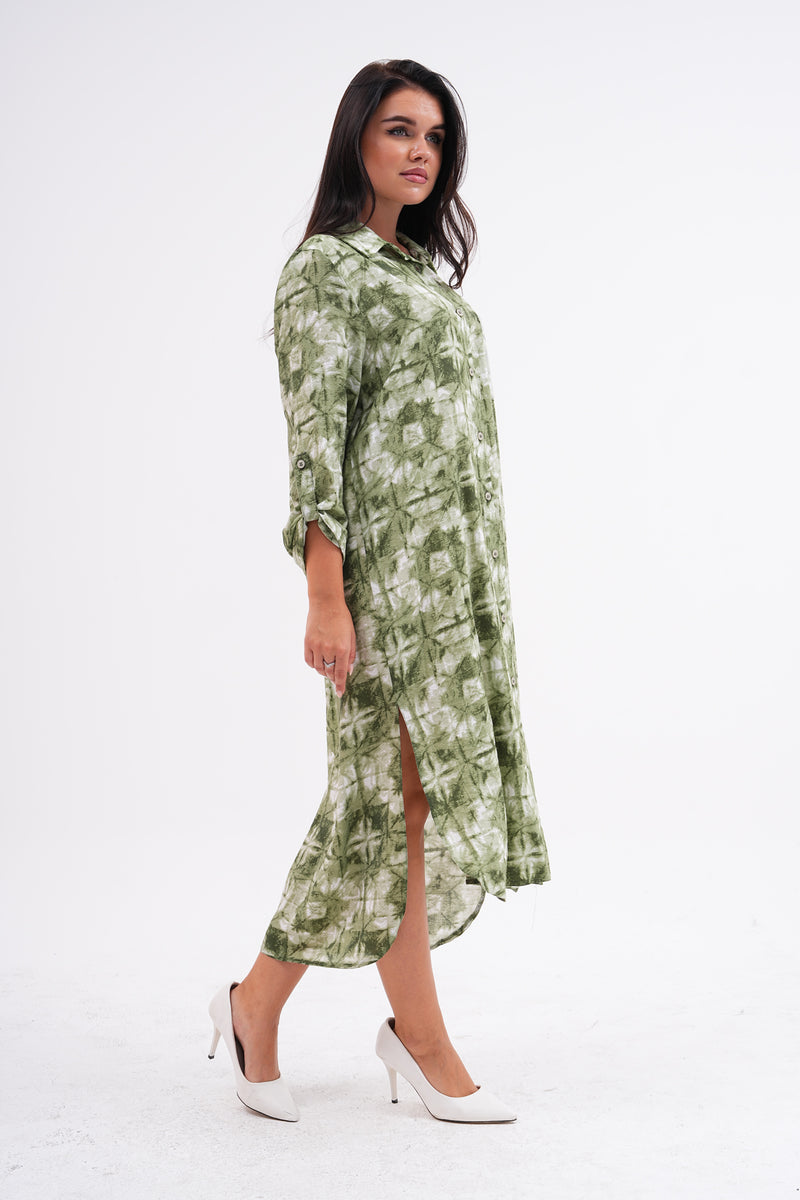 PN Batik Printed Long Tunic Khaki