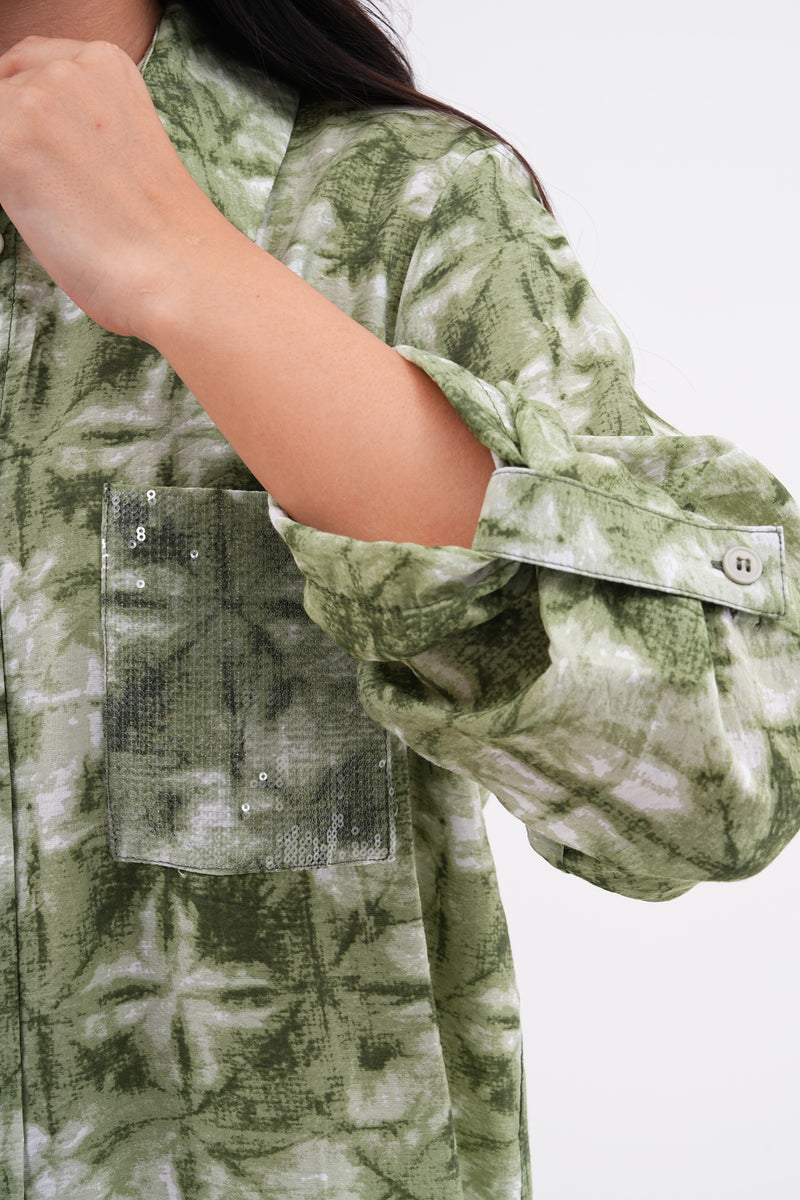 PN Batik Printed Long Tunic Khaki
