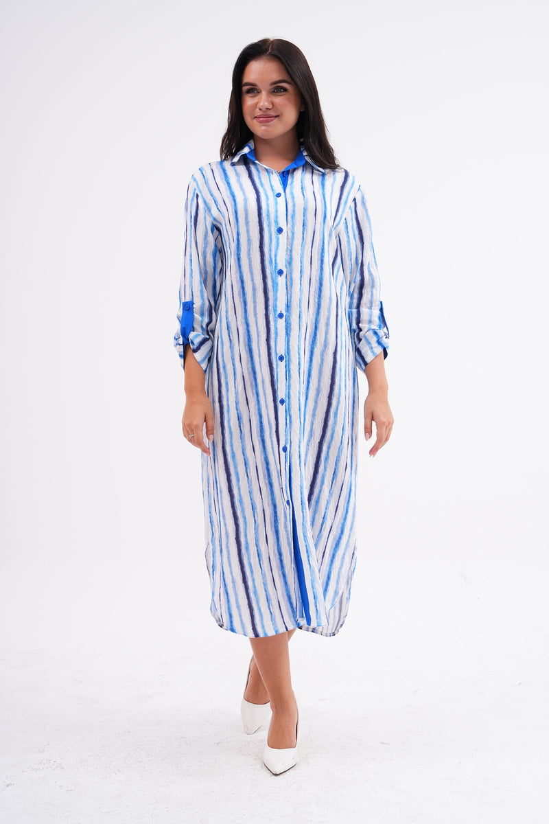 PN Striped Tunic Dress Blue&Sax