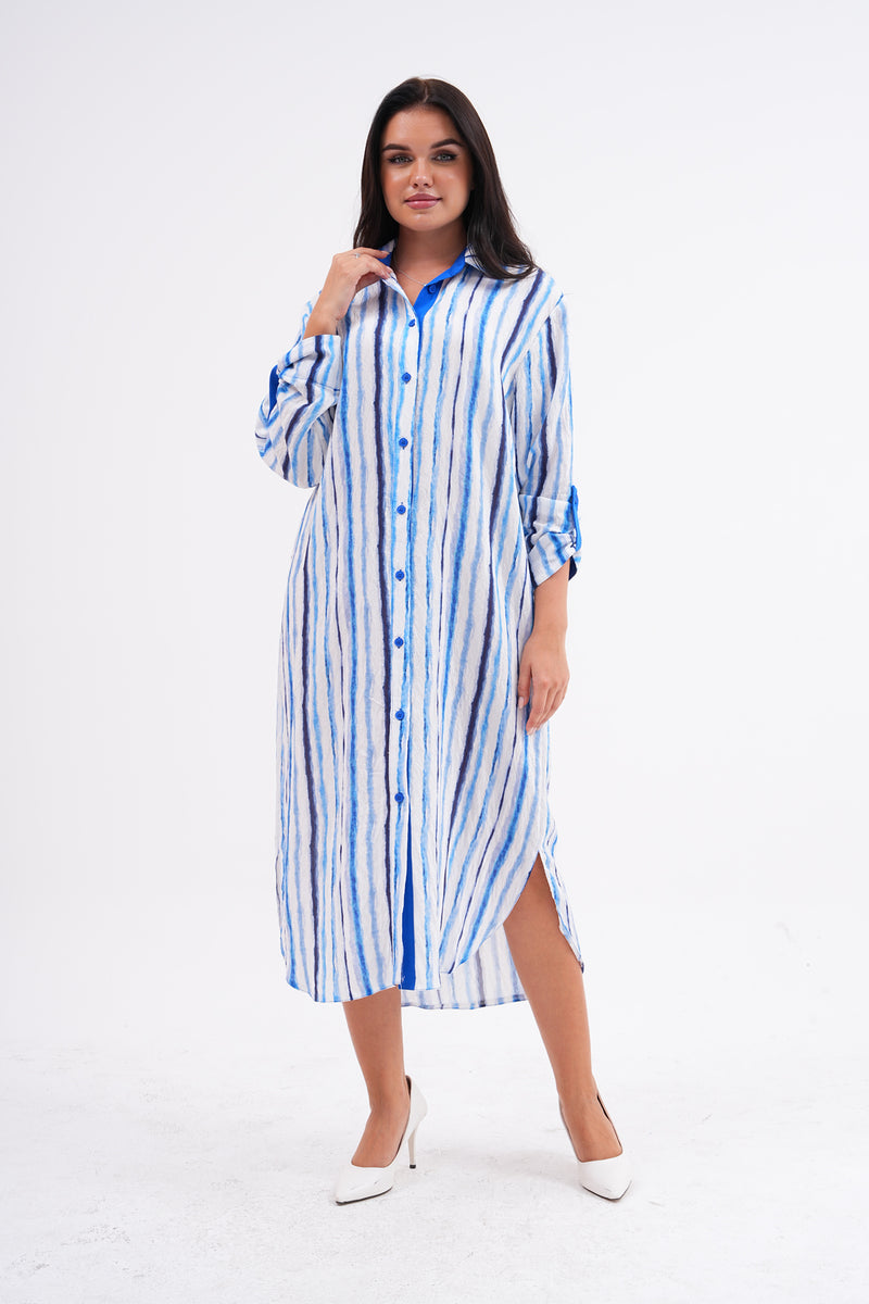 PN Striped Tunic Dress Blue&Sax
