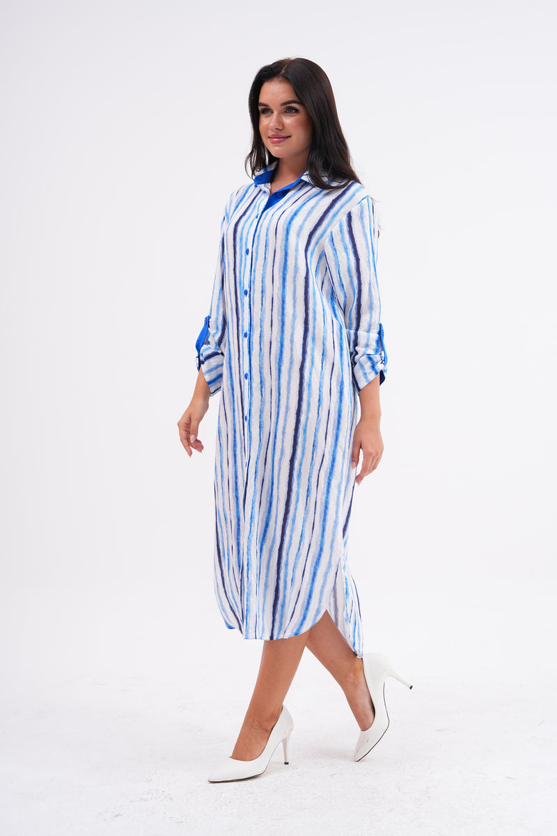 PN Striped Tunic Dress Blue&Sax