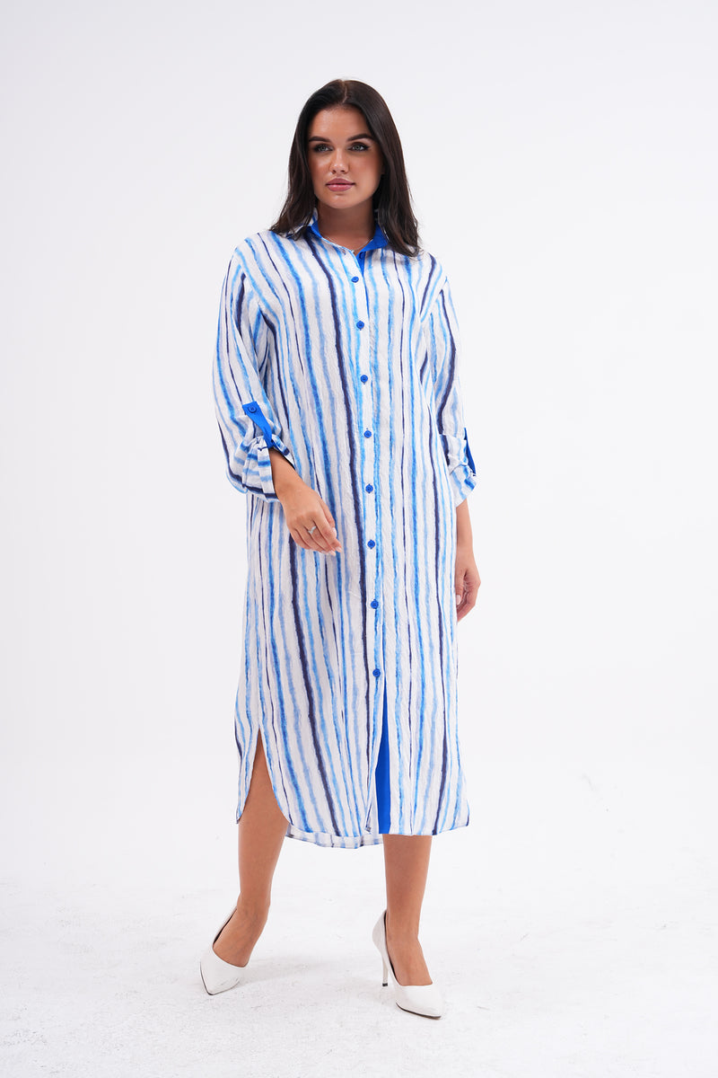 PN Striped Tunic Dress Blue&Sax