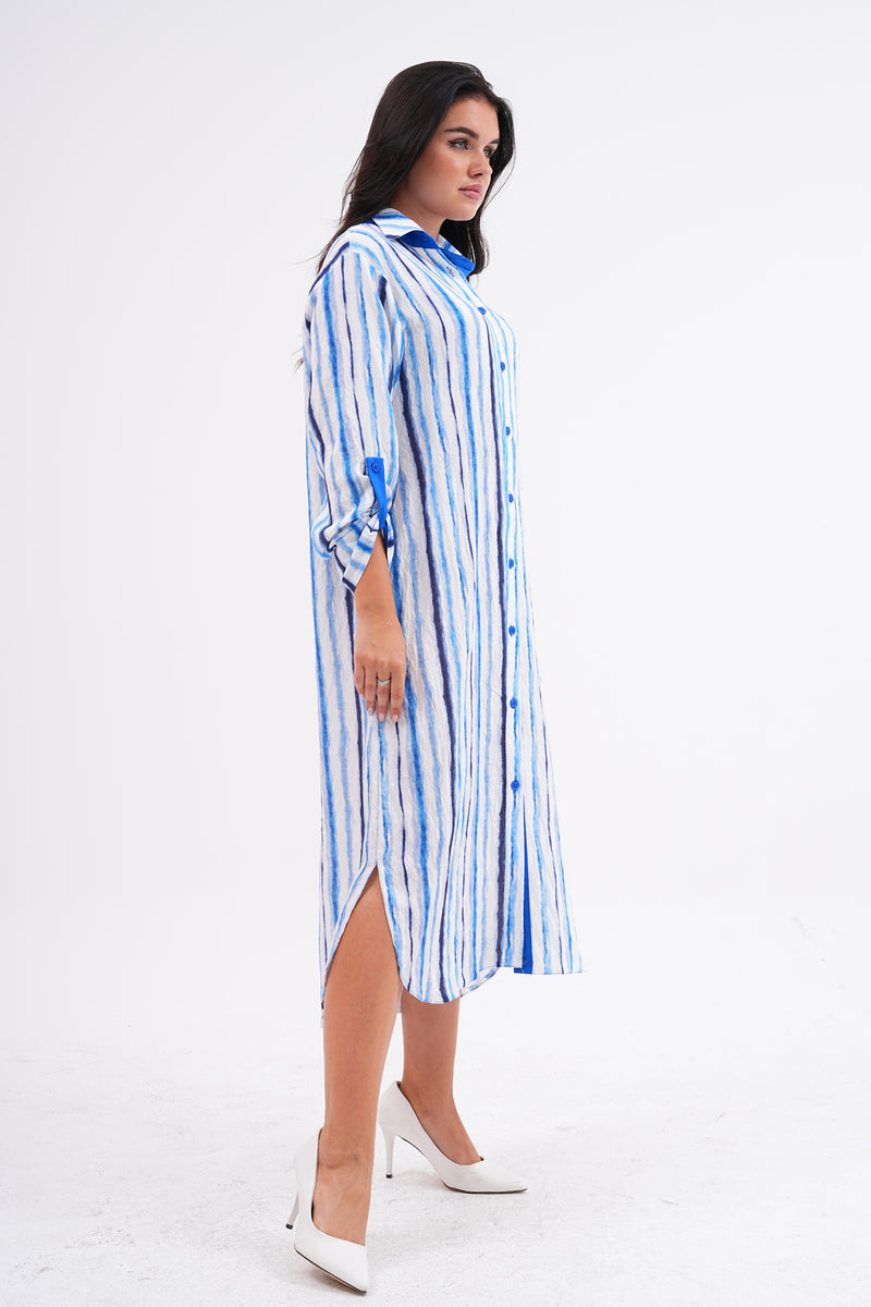 PN Striped Tunic Dress Blue&Sax