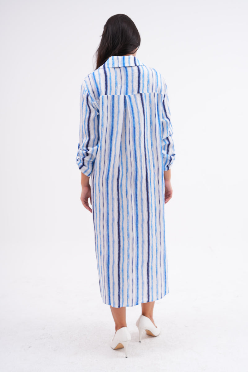 PN Striped Tunic Dress Blue&Sax
