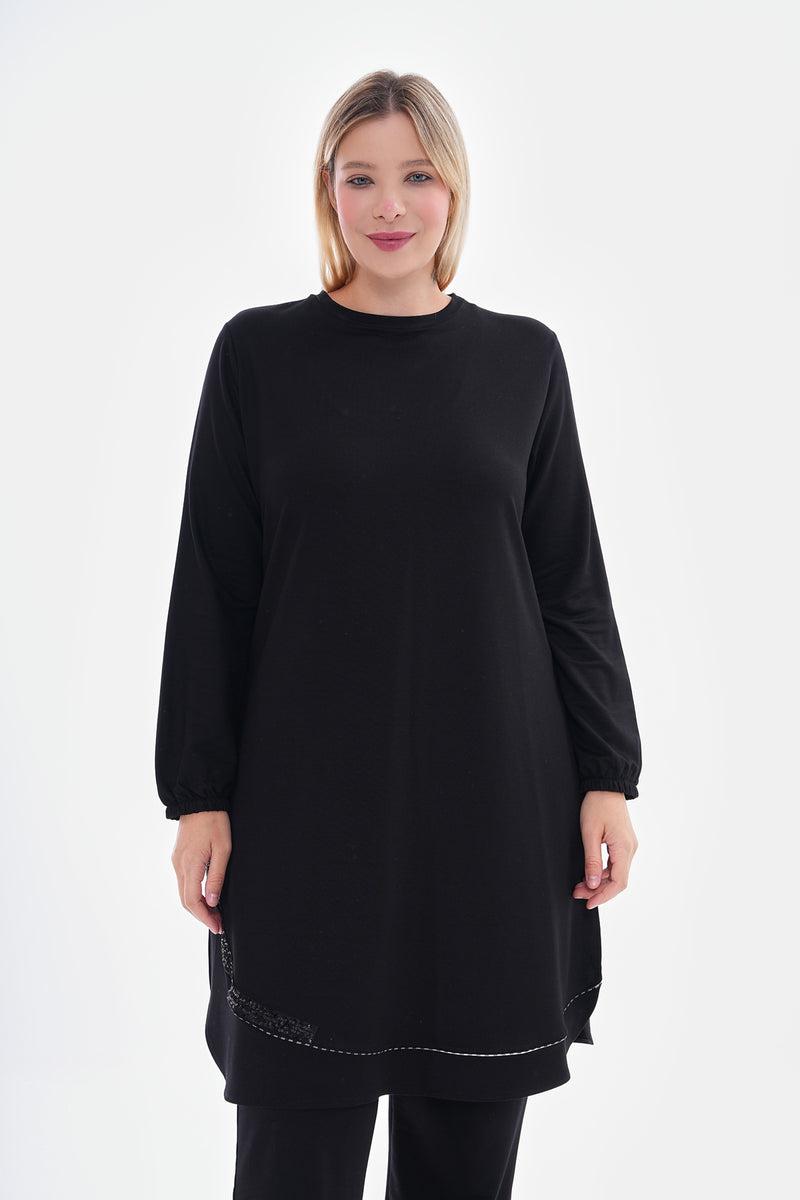 SR Cotton Binding Tunic Black