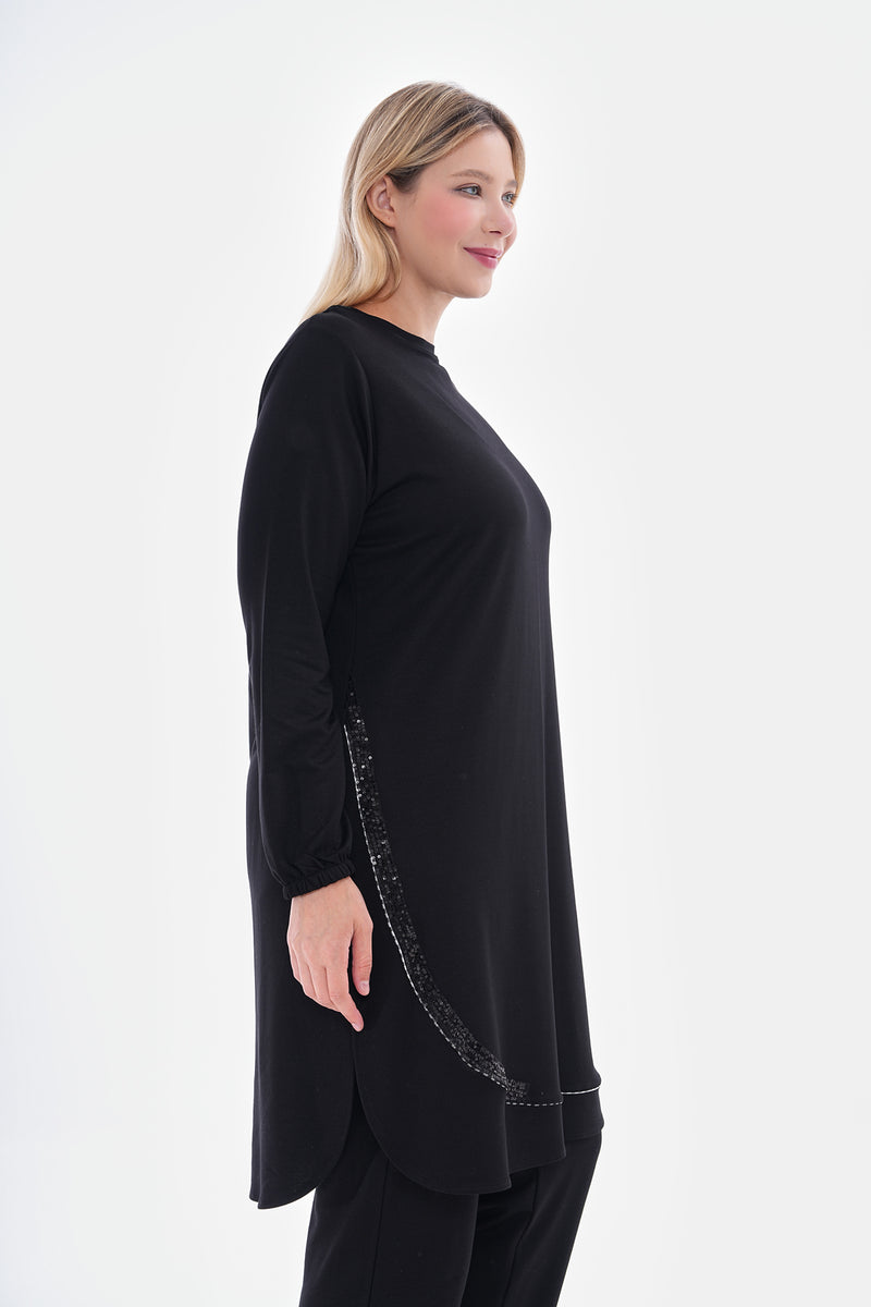 SR Cotton Binding Tunic Black