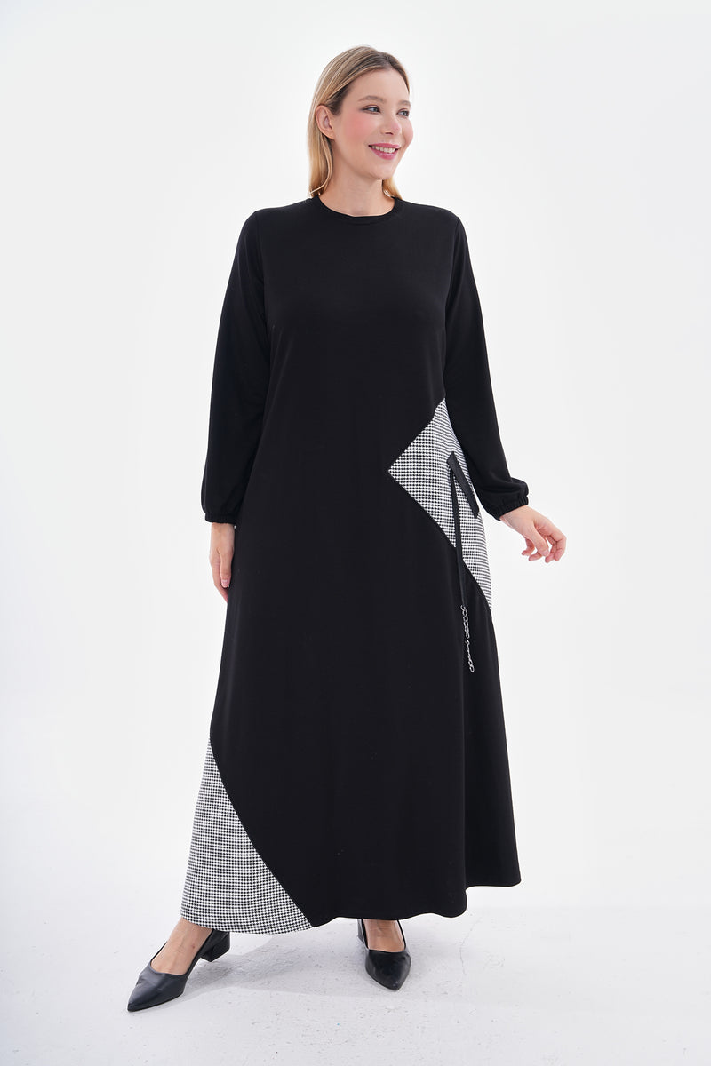 SR Cotton Crowfoot Dtld Dress Black