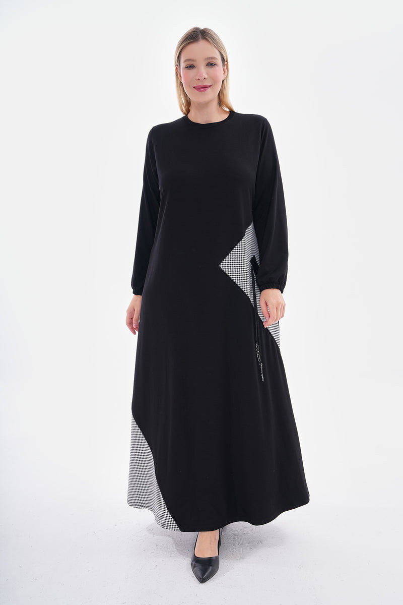 SR Cotton Crowfoot Dtld Dress Black