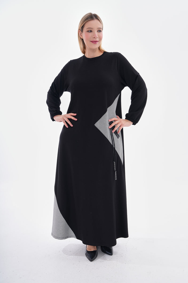 SR Cotton Crowfoot Dtld Dress Black