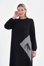 SR Cotton Crowfoot Dtld Dress Black