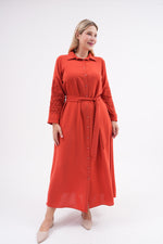 F&G Arm Dtld Crepe Dress Brick Color