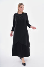 MSB Stone Chiffon Dress Black