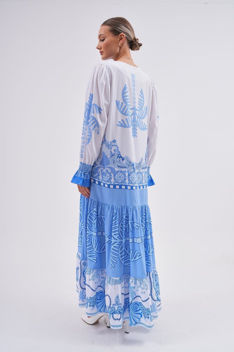N&T Poplin Authentic Printed Dress Blue