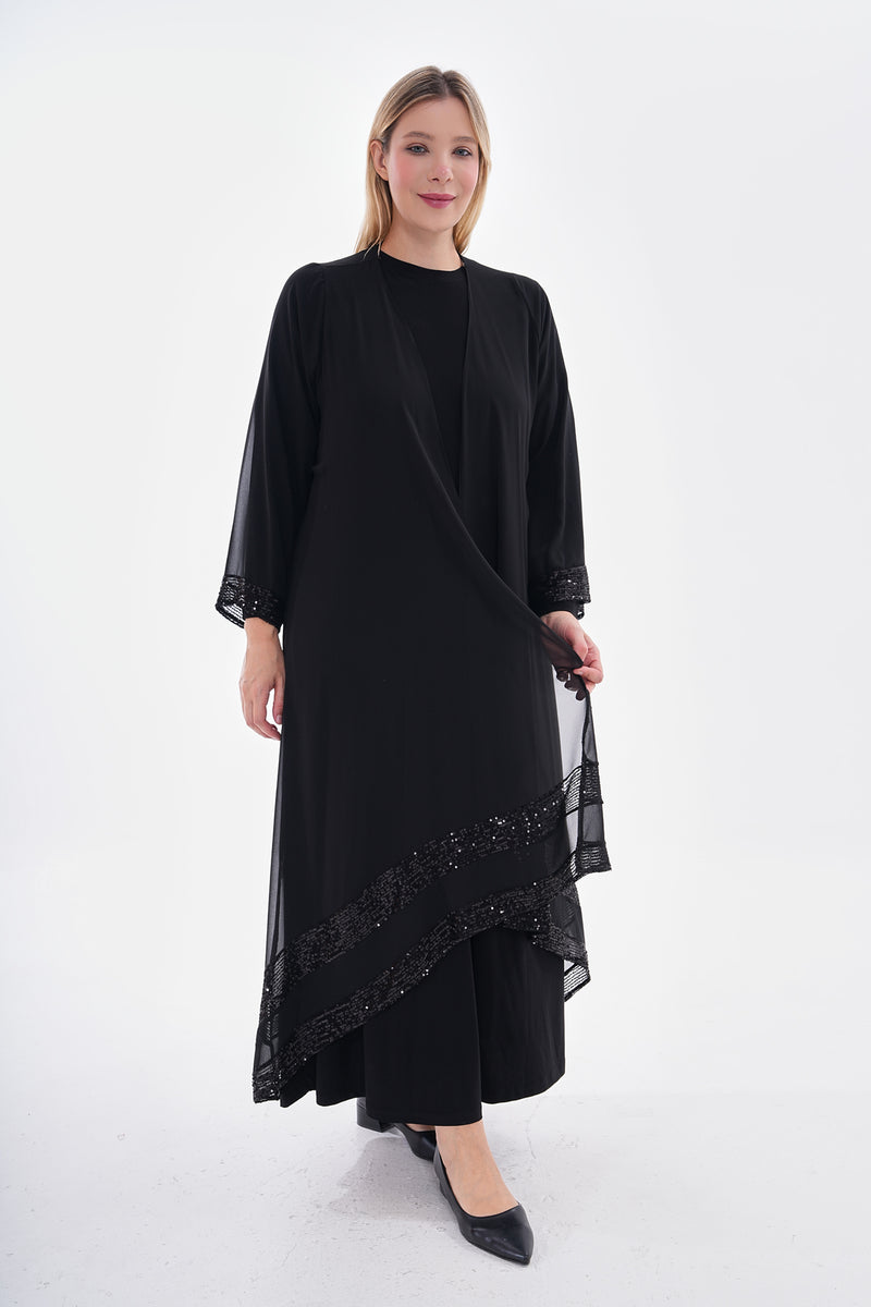 SR Sandy Chiffon Cardigan Dress Black