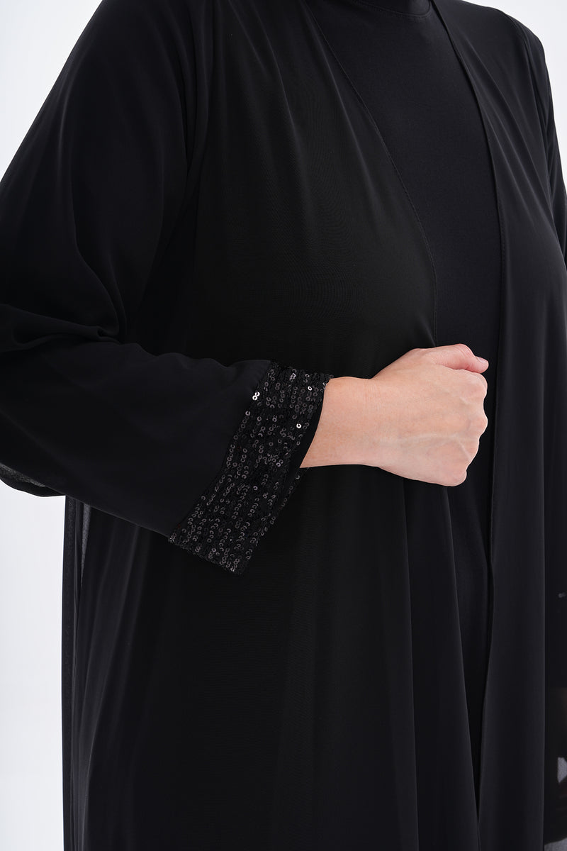 SR Sandy Chiffon Cardigan Dress Black