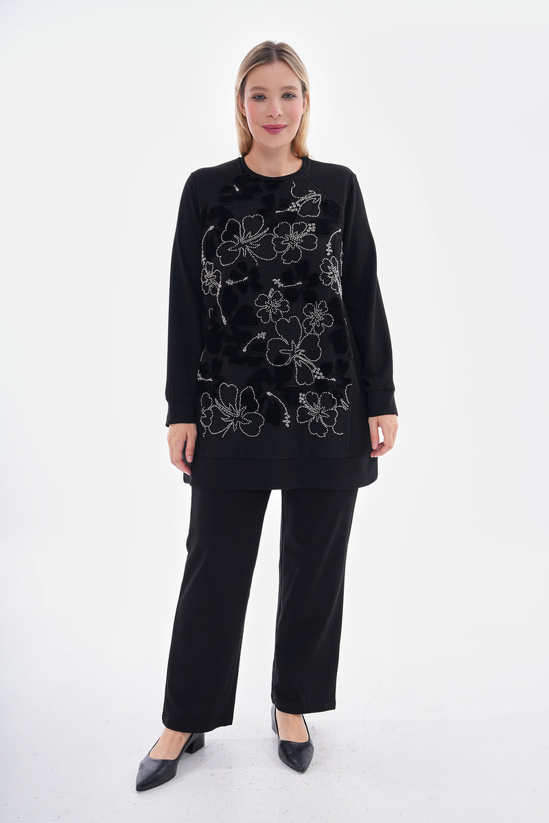 F&G Stone&Velvet Dtld Tunic Black