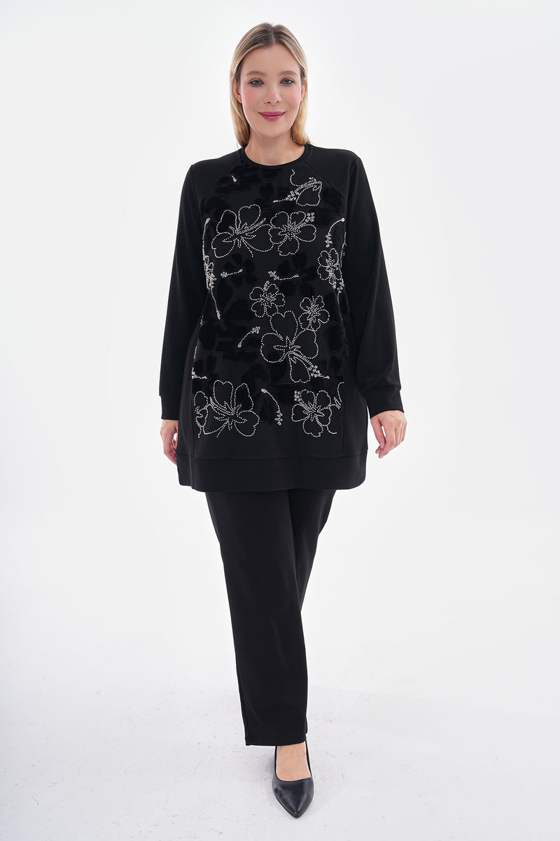 F&G Stone&Velvet Dtld Tunic Black