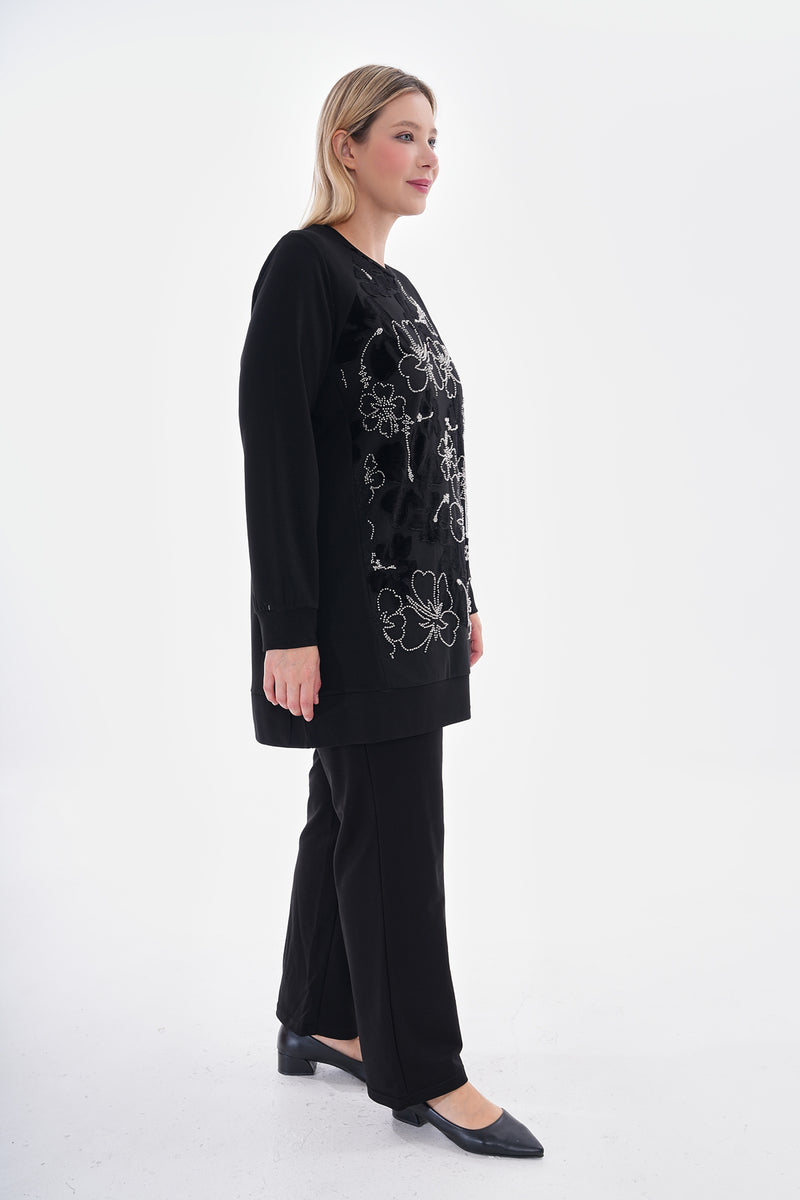 F&G Stone&Velvet Dtld Tunic Black