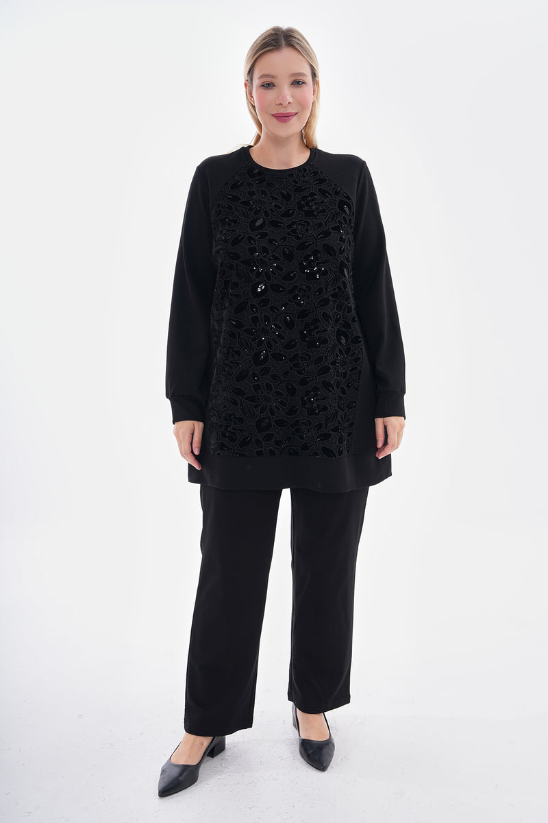 F&G Embroidery Detailed Tunic Black