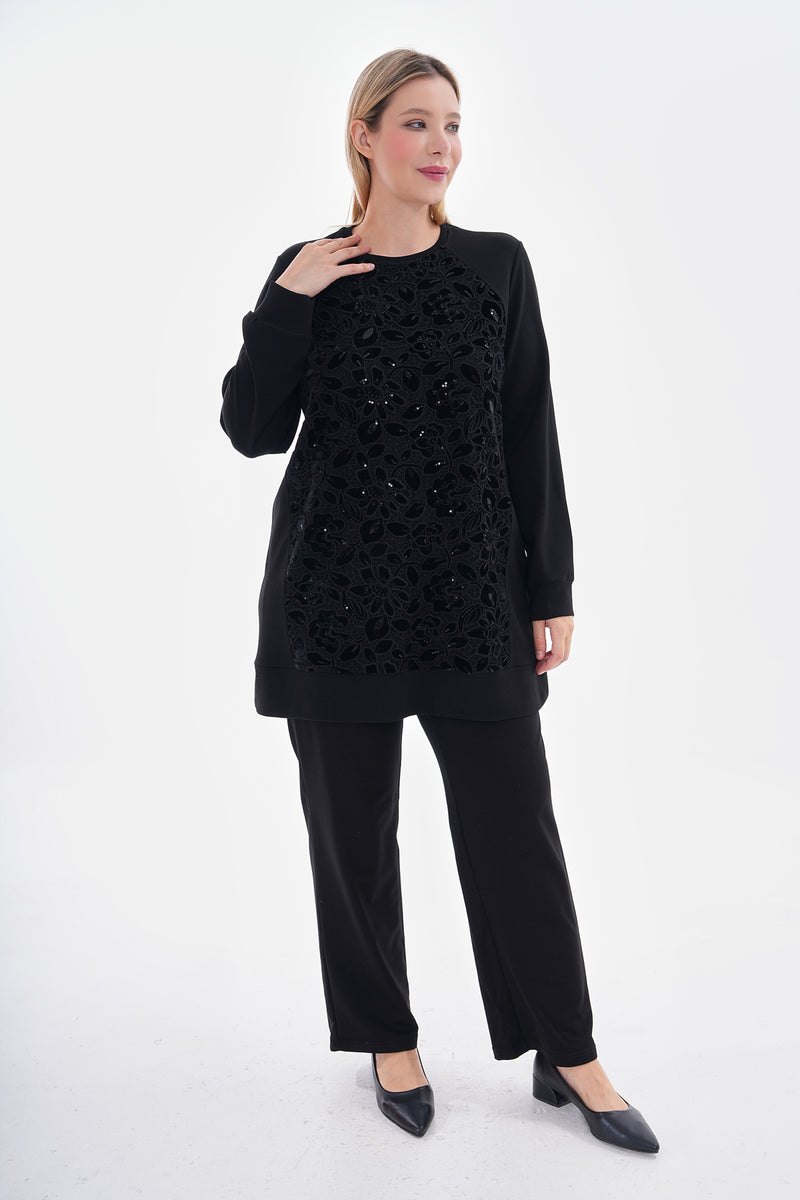 F&G Embroidery Detailed Tunic Black