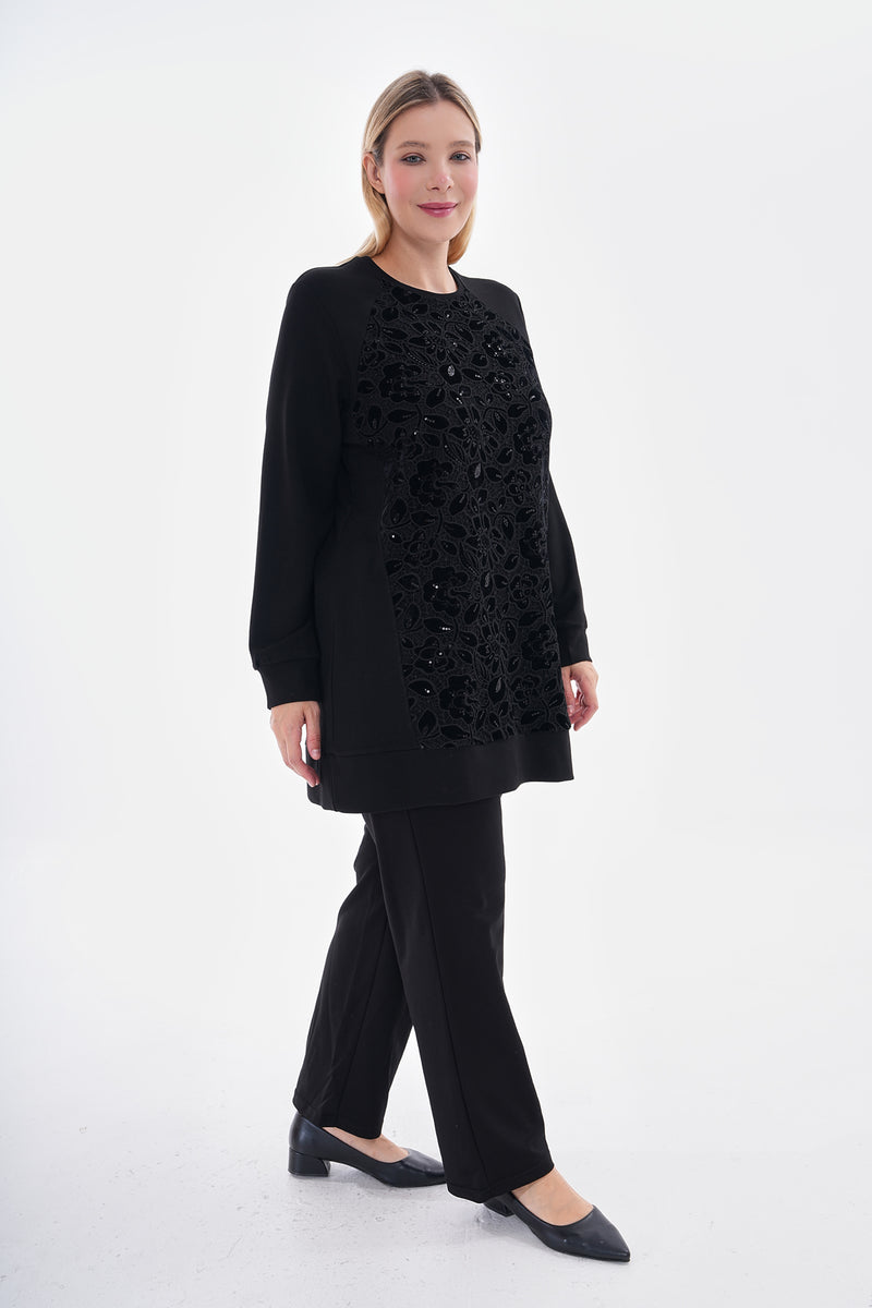 F&G Embroidery Detailed Tunic Black