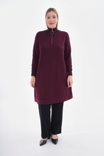 MSB Zip Detailed Cotton Tunic Burgundy