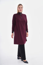 MSB Zip Detailed Cotton Tunic Burgundy