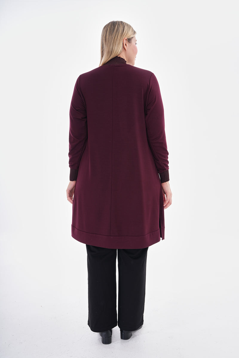 MSB Zip Detailed Cotton Tunic Burgundy