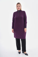 MSB Zip Detailed Cotton Tunic Purple