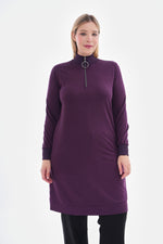 MSB Zip Detailed Cotton Tunic Purple