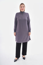 MSB Zip Detailed Cotton Tunic Gray