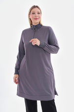 MSB Zip Detailed Cotton Tunic Gray