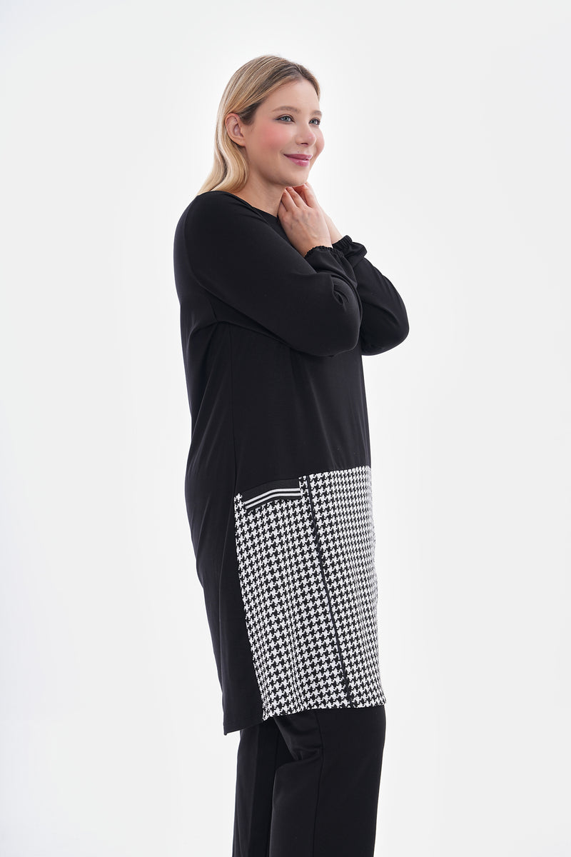 MSB Half Crowfoot Cotton Tunic Black