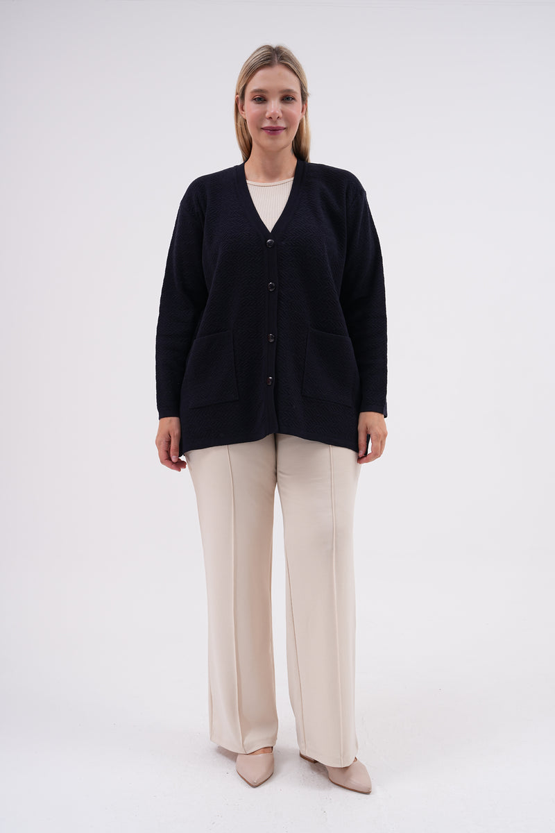 F&O Granma Cardigan Navy Blue