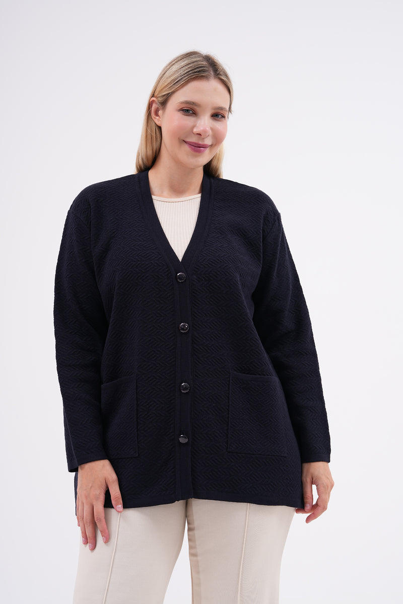 F&O Granma Cardigan Navy Blue