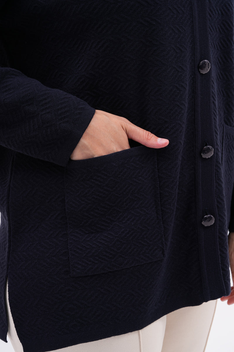 F&O Granma Cardigan Navy Blue