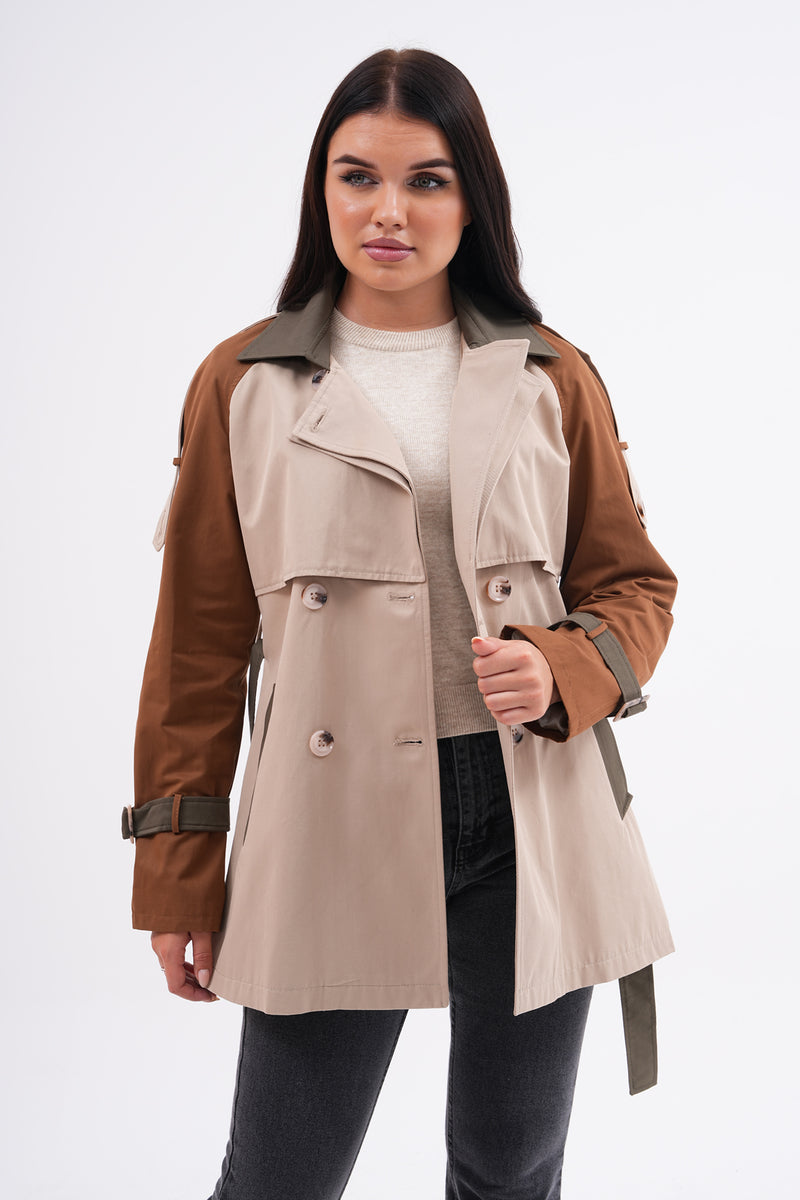 GLX 3 Colors Trench Coat Beige